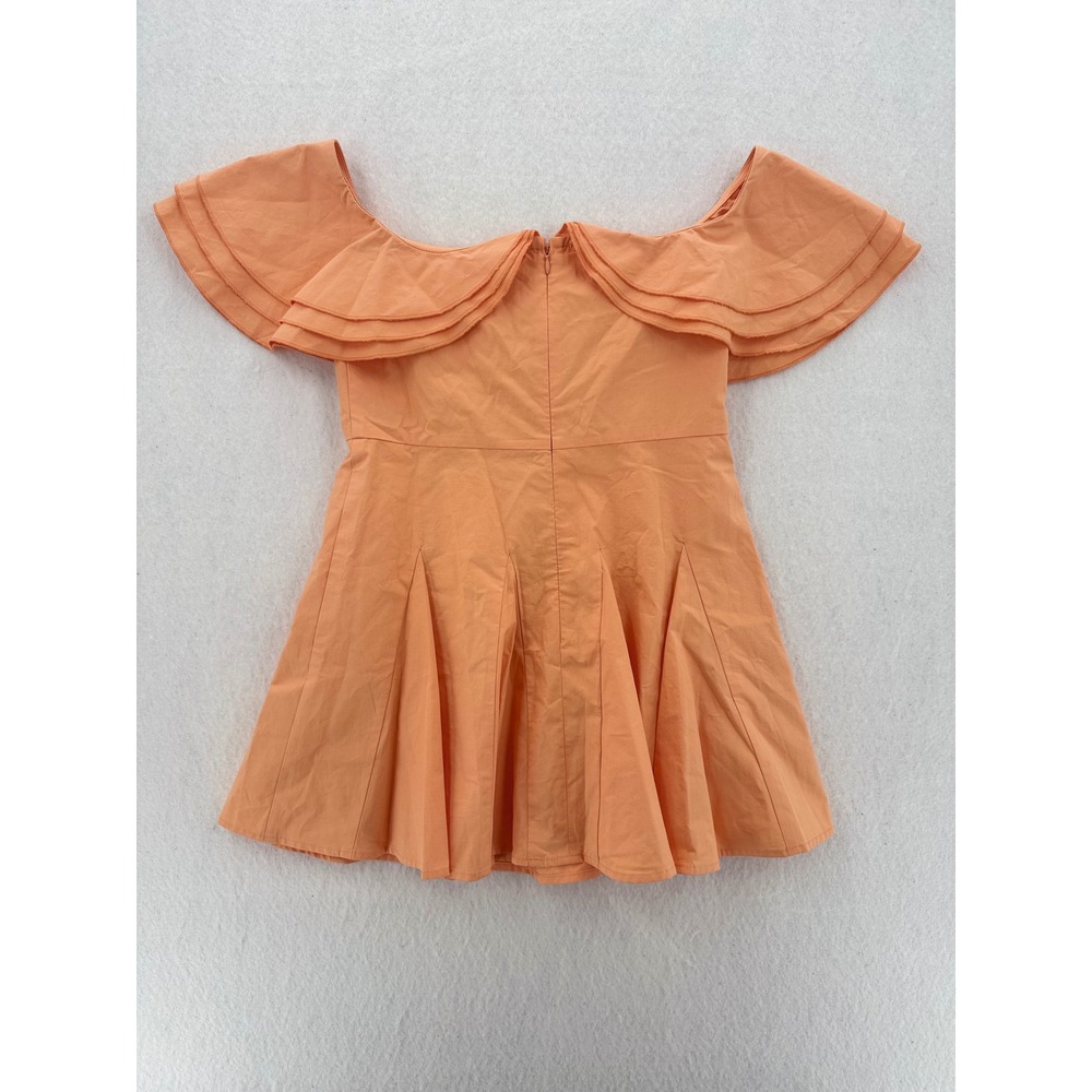 NWT The Frolic - Asteria Dress Ruffle Off Shoulder Pleated - Apricot - M - Women - Picture 6 of 8